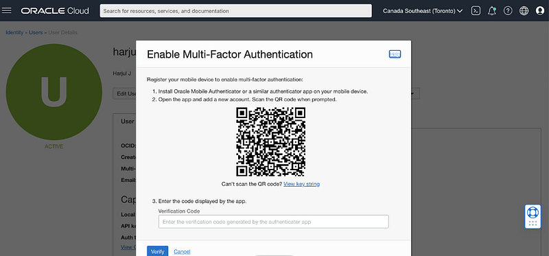 Enable multi-factor authentication to login to Oracle Cloud (OCI)