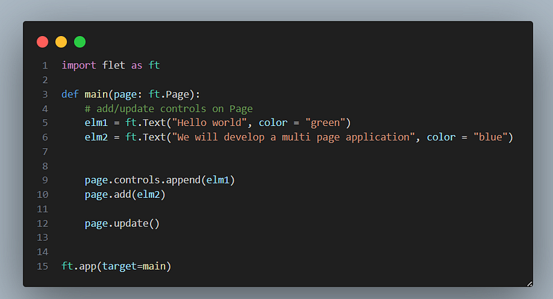 How to create a multi-page application using Flet (Flutter in Python)