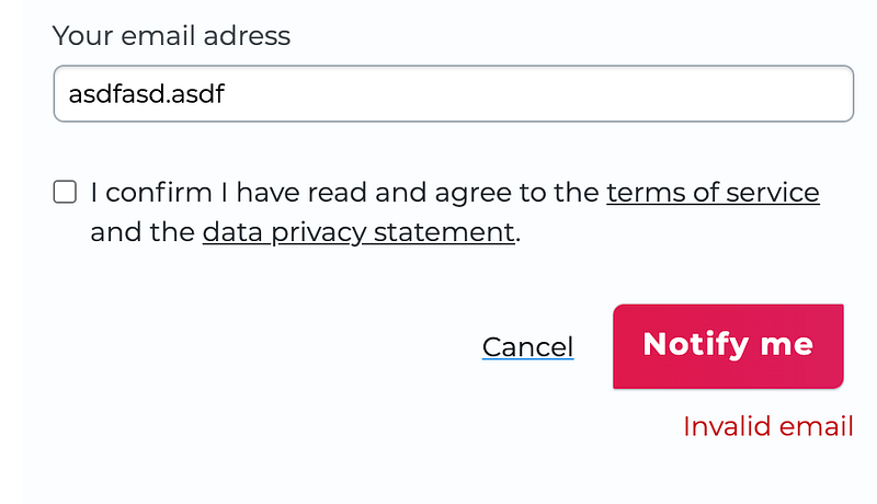 React Email validation with Dialog Overlay