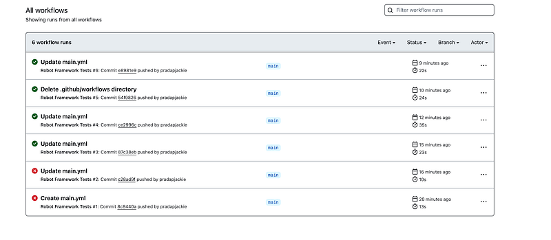Running a RobotFramework test on GitHub actions