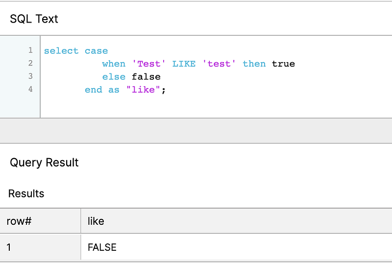 Snowflake: LIKE, iLIKE And rLIKE