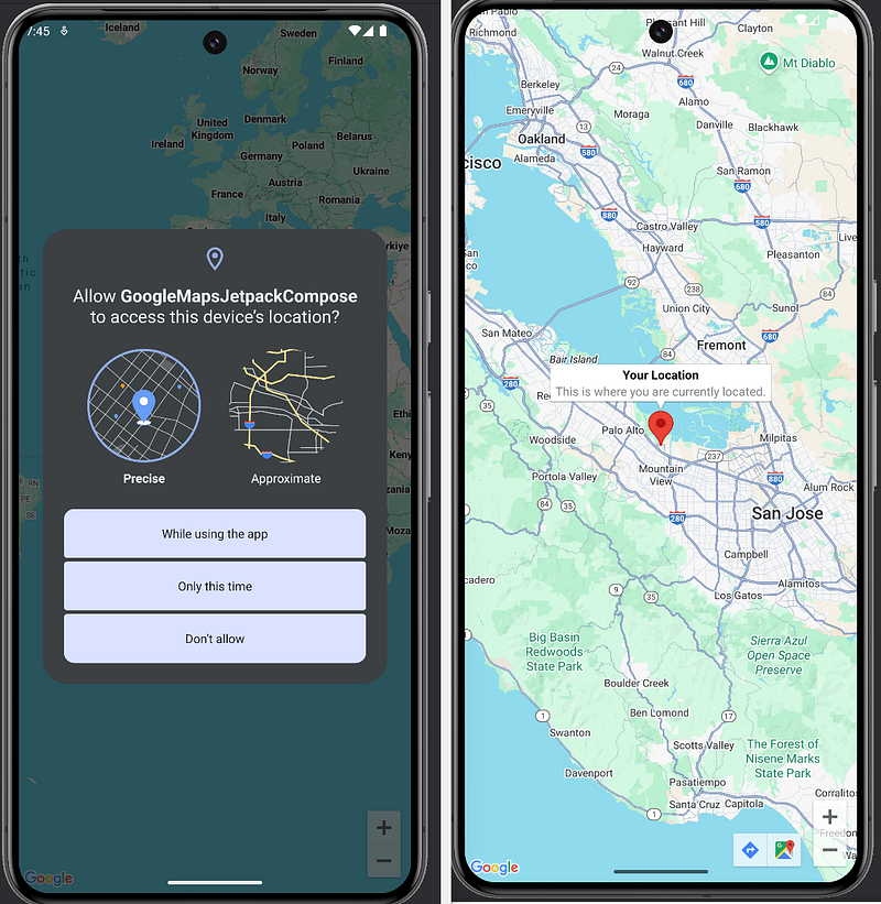 Integrating Google Maps in Android with Jetpack Compose: User Location ...