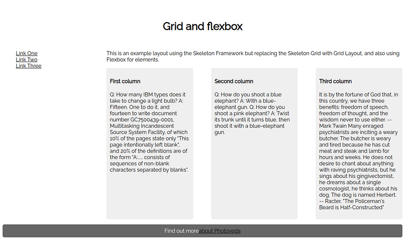 Sample grid layout with CSS