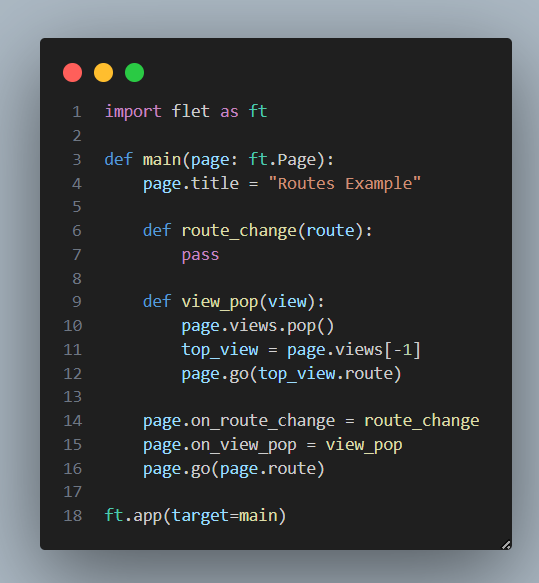 How to create a multi-page application using Flet (Flutter in Python)