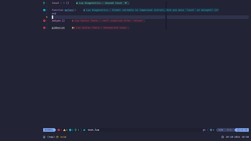 Five ways to display LSP diagnostics in Neovim