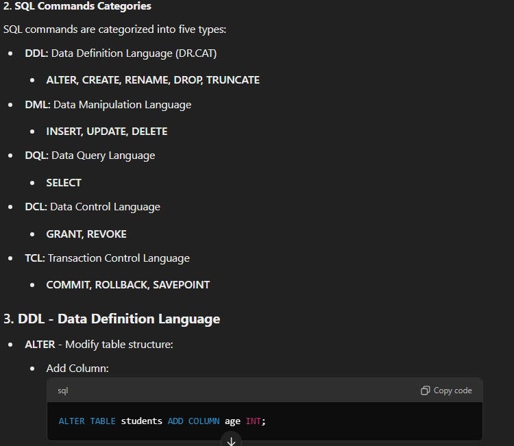 SQL short notes