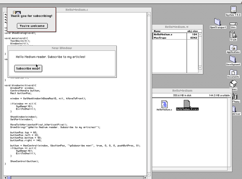 Vintage Programming On Macintosh System 7.5 With Think C & ResEdit