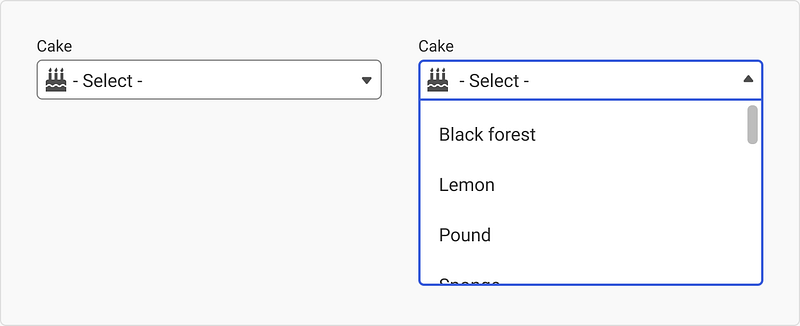 UI cheat sheet: dropdown field