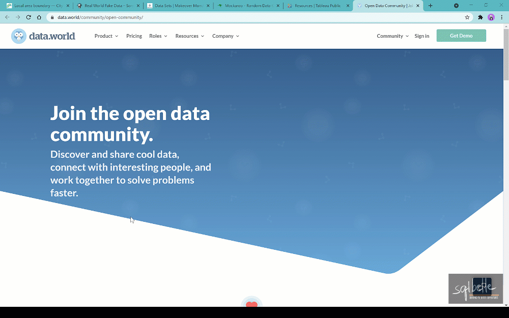 Data World Query 8 Data Sets for Your Tableau / Data / Analytics Projects