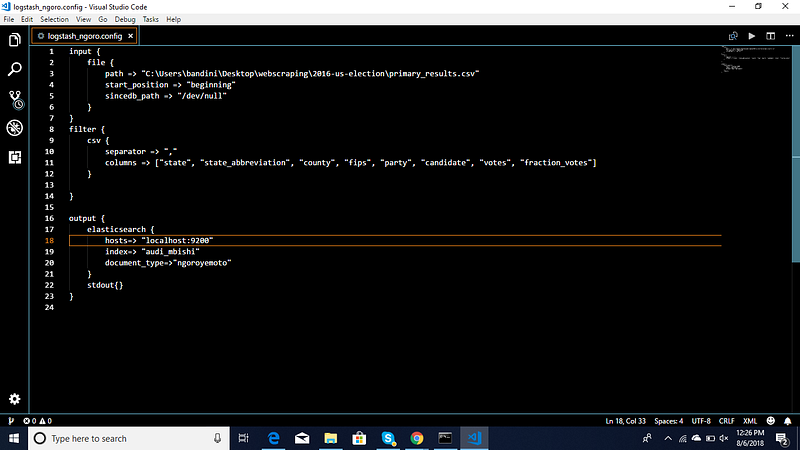 Running Logstash Config File on Windows 10