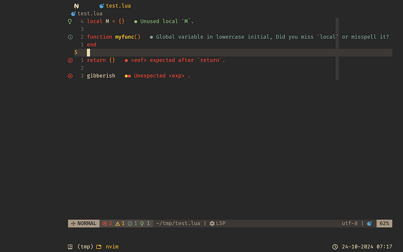 Five ways to display LSP diagnostics in Neovim