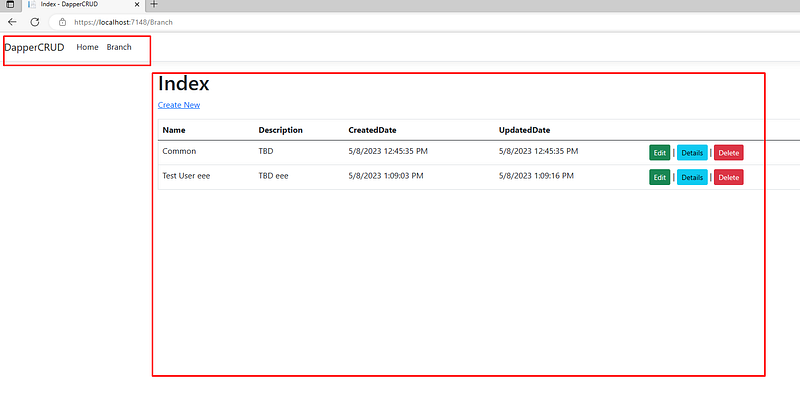 CRUD Operation With Dapper Using ASP.NET Core 7.0 MVC