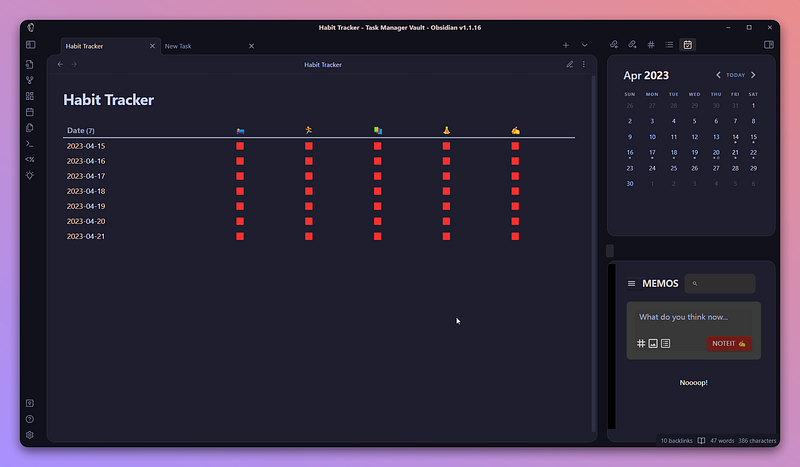 Super Simple Habit Tracker Template For Obsidian