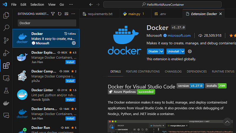 How to deploy a docker container in Azure