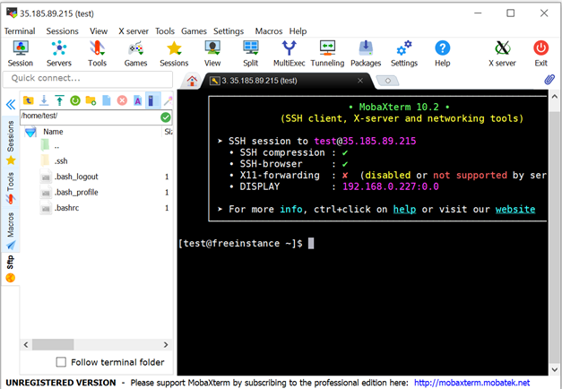 Connect to a free virtual machine on Google Cloud with MobaXterm and ...