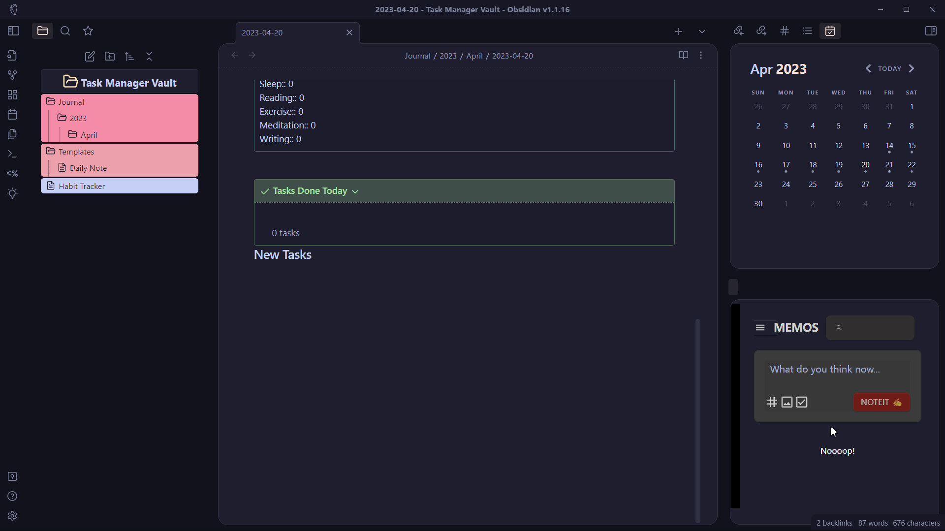 Obsidian Task Notes Obsidian Daily Notes Template (Task Edition)