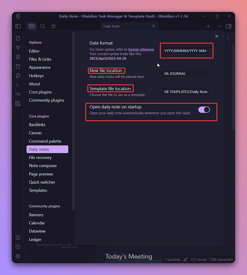 Obsidian Daily Notes Template (Task Edition)