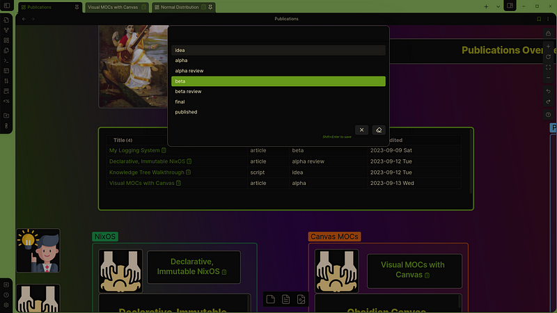 Obsidian Visual Dashboards with Obsidian Canvas