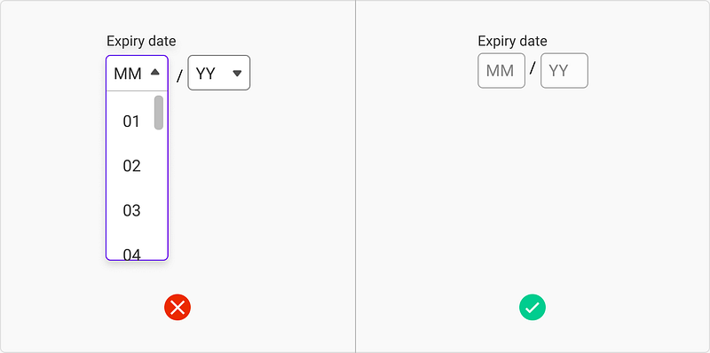 UI cheat sheet: dropdown field