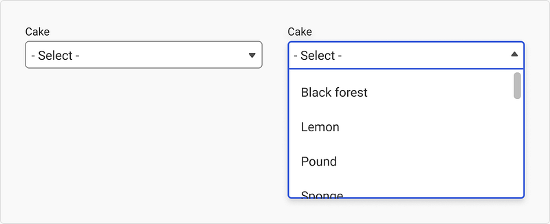 UI cheat sheet: dropdown field